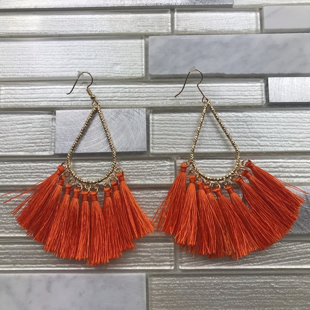 Boho Tassel Earrings Orange